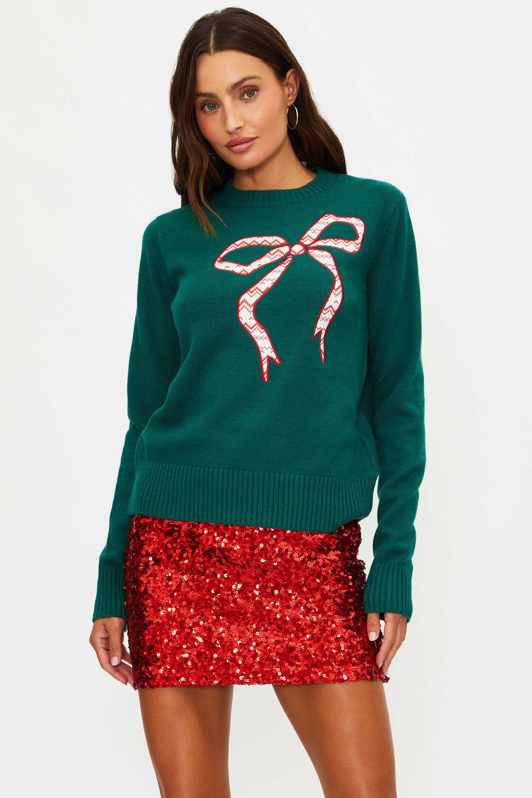 Jolene Sweater Cheers Fairisle Bow | Holiday Sweater | Beach Riot | Beach Riot