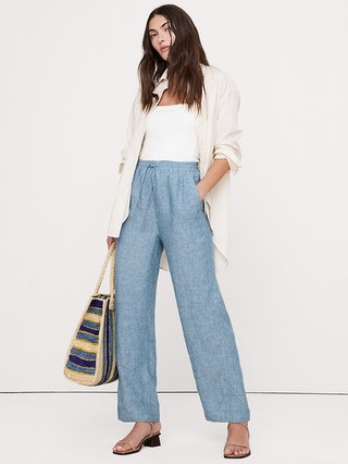 The Getaway Straight-Leg Pull-On Pant in Linen | Banana Republic (US)
