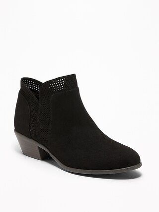 Perforated Faux-Suede Ankle Boots for Women | Old Navy US