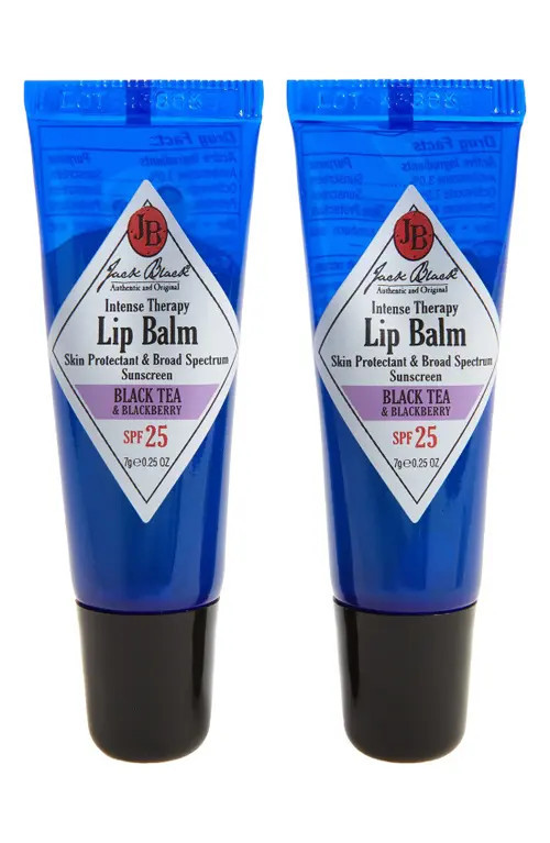 Jack Black Intense Therapy Lip Balm SPF 25 Duo in Black Tea Blackberry at Nordstrom | Nordstrom