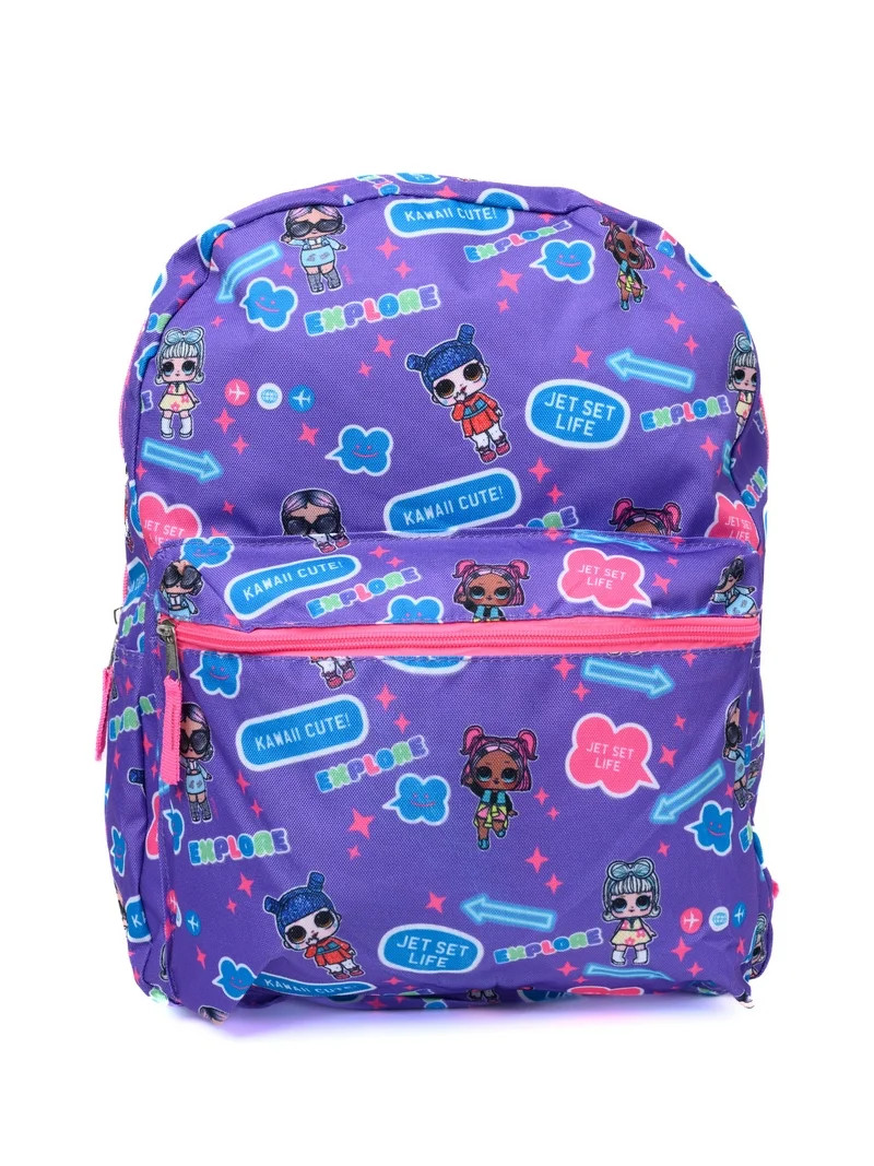 LOL Surprise Backpack 16" Jet Set Kawaii Queen Go-Go Gurl LOL Backpack Purple | Walmart (US)