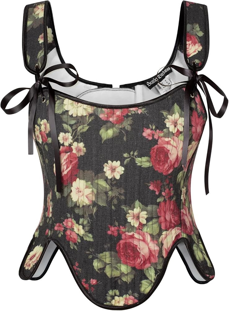 SCARLET DARKNESS Women's Renaissance Corset Top Square Neck Overbust Lace-up Floral Corsets | Amazon (UK)