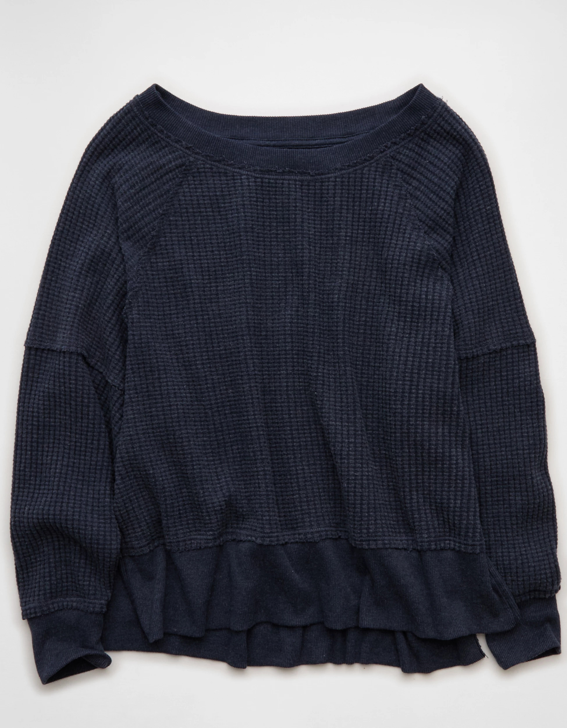 AE Big Hug Off-the-Shoulder Waffle Sweatshirt | American Eagle Outfitters (US & CA)
