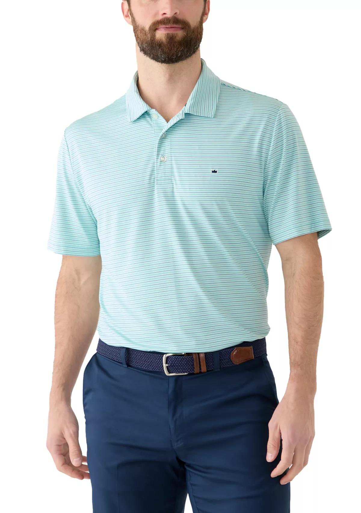 Stripe Performance Short Sleeve Polo Shirt | Belk