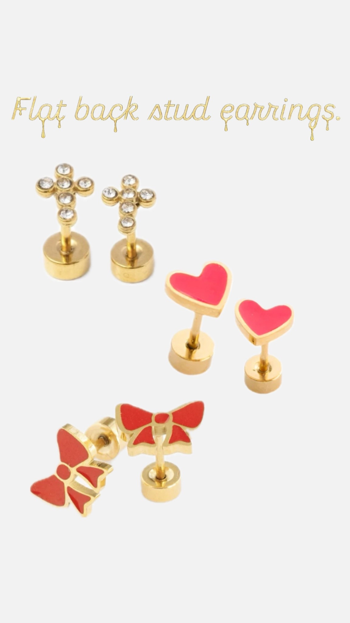 Flat back stud earrings. 

#LTKKids #LTKBeauty #LTKValentine