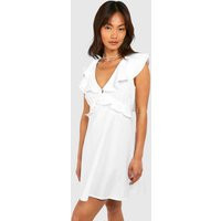 Womens Ruffle Tie Back Mini Dress - White - 12 | boohoo (US & Canada)