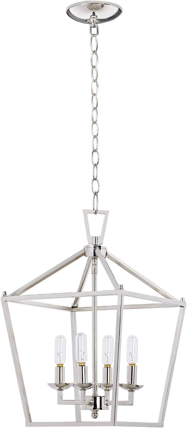 MOTINI 4-Light Silver Lantern Pendant Light Polished Nickel Finish Hanging Light Fixture Geometri... | Amazon (US)