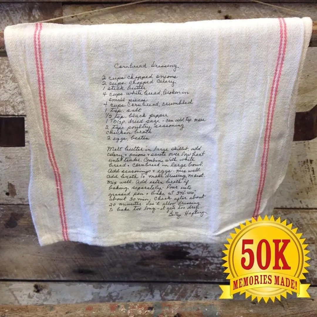 Family Recipe Tea Towel Custom Printed Tea Towel, Your Art on a Tea Towel, Scan and Send Your Ima... | Etsy (US)