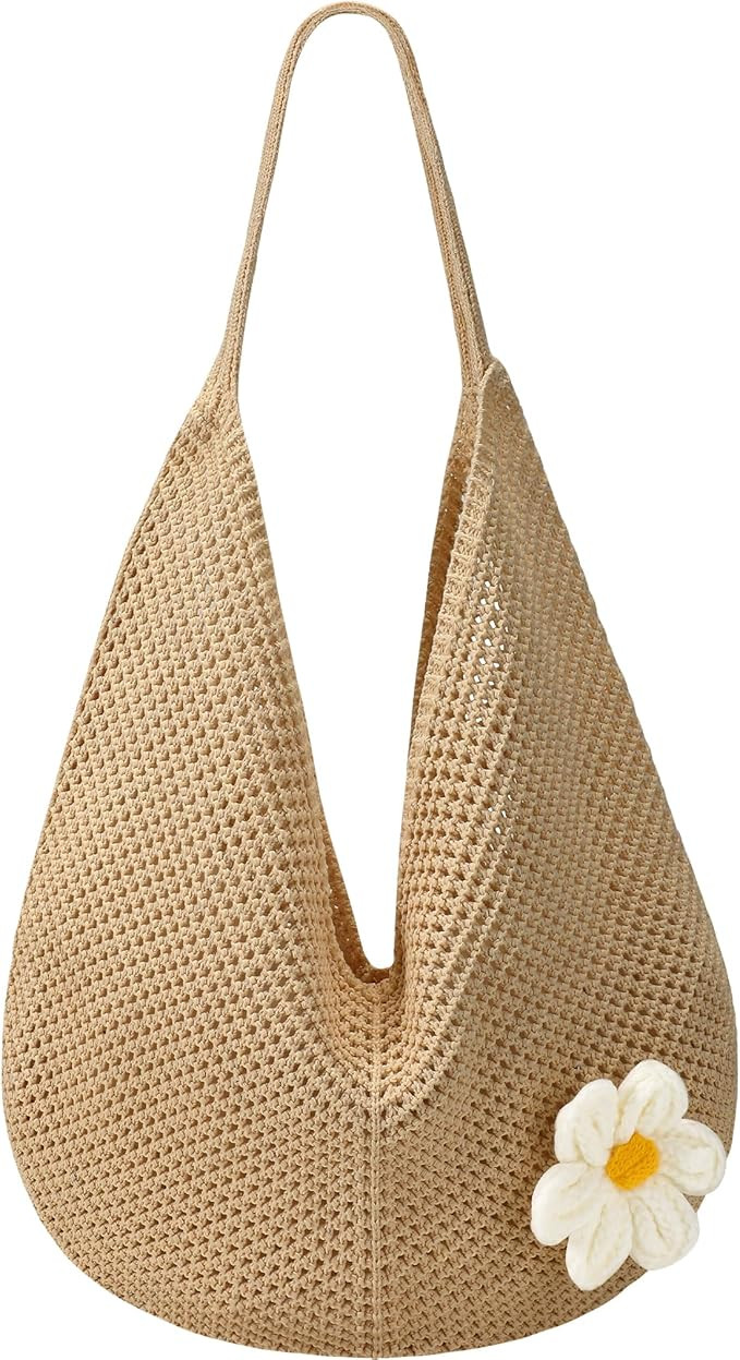Premillow Crochet Beach Bags for Women, Summer Beach Tote Bag, Roomy Bag | Lightweight mesh croch... | Amazon (US)
