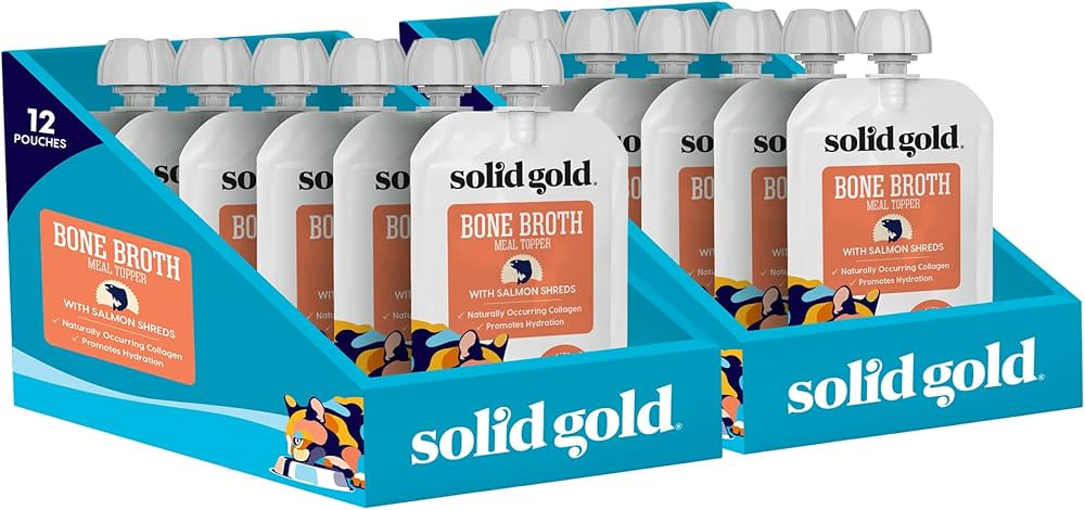 Solid Gold Bone Broth Cat Food Topper - Limited Ingredient Lickable Cat Broth Pouches w/Salmon Pr... | Amazon (US)
