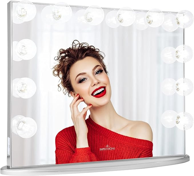 Impressions Hollywood Glow Plus Vanity Mirror with 12 Clear LED Bulbs and USB Ports, Tabletop or ... | Amazon (US)