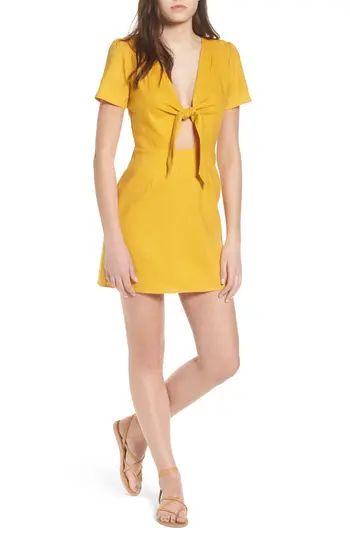 Women's Socialite Jillian Tie Front Minidress, Size X-Large - Yellow | Nordstrom