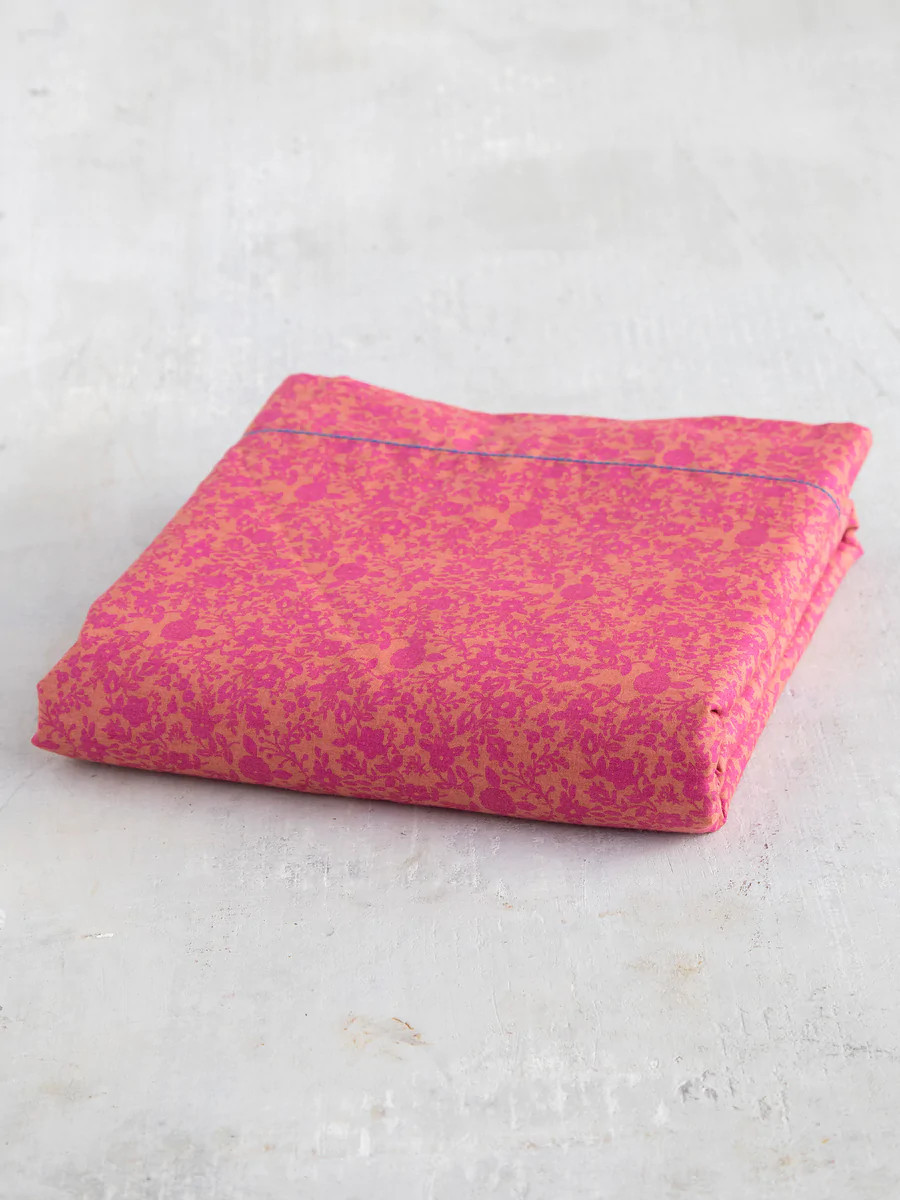 Mixed Print Soft Cotton Flat Sheet - Pink Ditsy | Natural Life