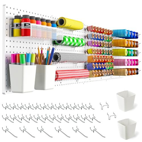 FZK Peg board,Pegboard 32''*32'',White Pegboard 4pcs and 33 board Organizer Accessories,Pegboard Wall Organizer,Peg boards,Peg boards for Walls,ABS Plastic Craft Room Garage Kitchen office | Amazon (US)