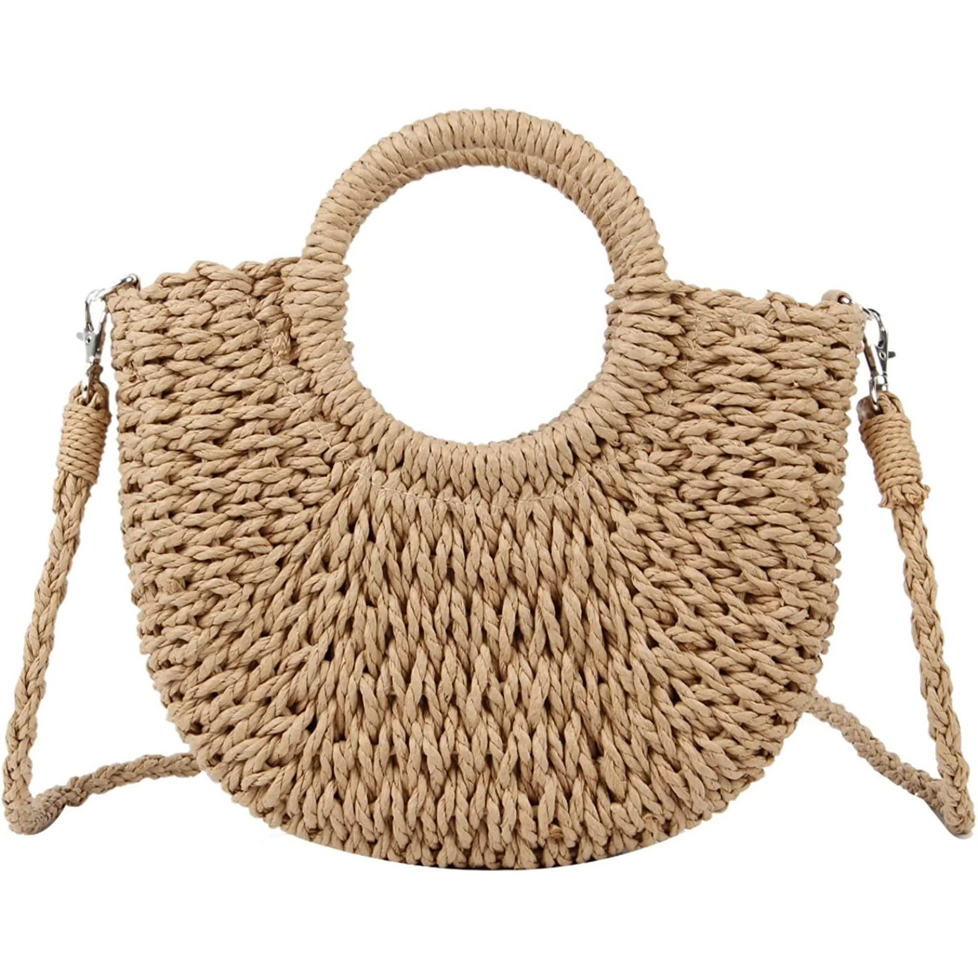 Kukuzhu Women's Straw Geometric Casual Crossbody Handbag, Khaki | Walmart (US)