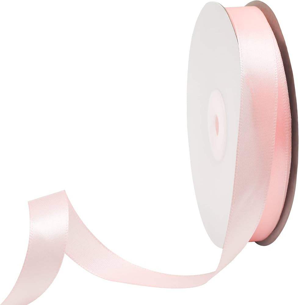 ORIKUKEET Light Pink Polyester Ribbon 5/8 Inch, 50 Yards, Single-Sided Shiny, Perfect for DIY Cra... | Amazon (US)