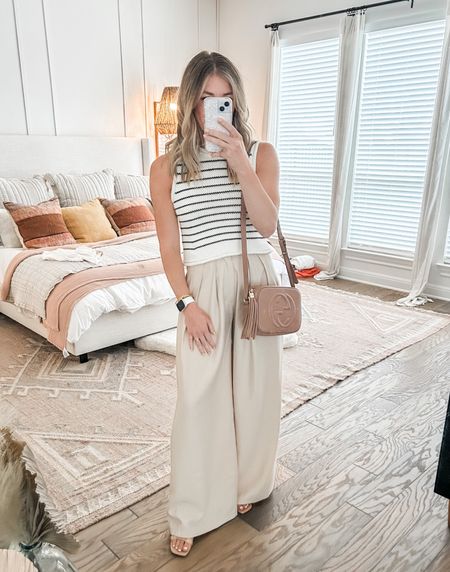 date night outfit - wide leg trousers - would be a super cute work outfit too! Pants are under $70 and i’m wearing a small  

#LTKfindsunder100 #LTKworkwear #LTKstyletip
