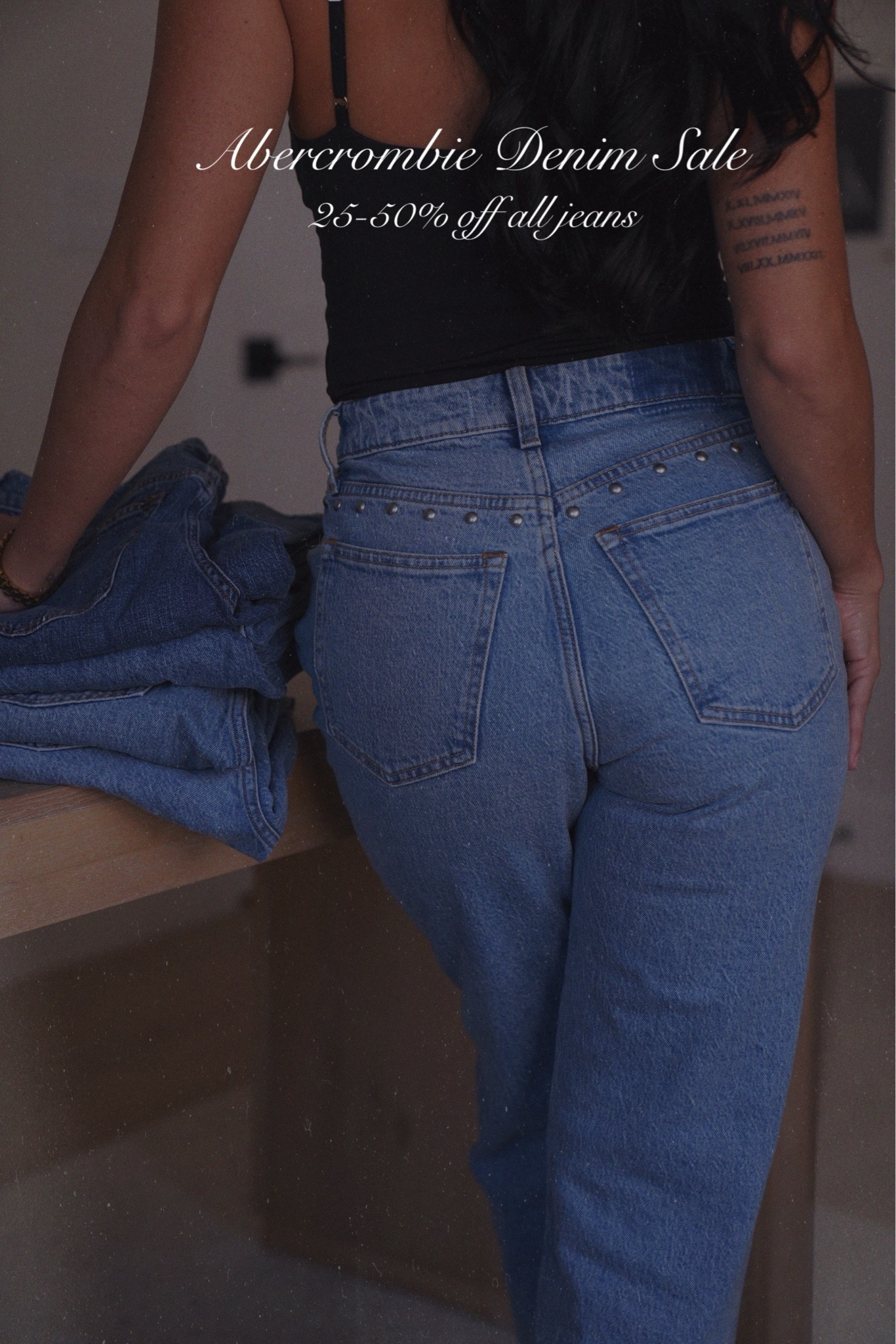 @abercrombie denim on sale now! Use stackable code DENIMAF for extra savings! I wear size 25 curve love in these jeans

#LTKSaleAlert #LTKSeasonal #LTKootd