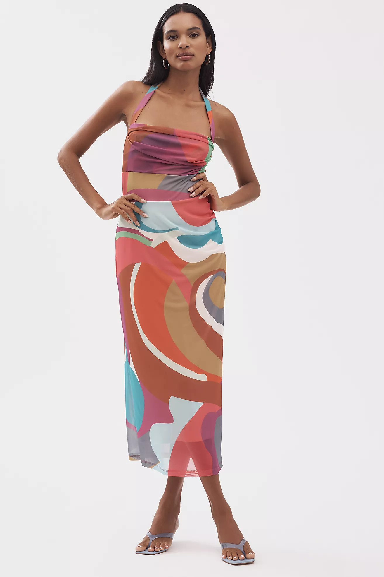 By Anthropologie Square-Neck Halter Midi Dress | Anthropologie (US)