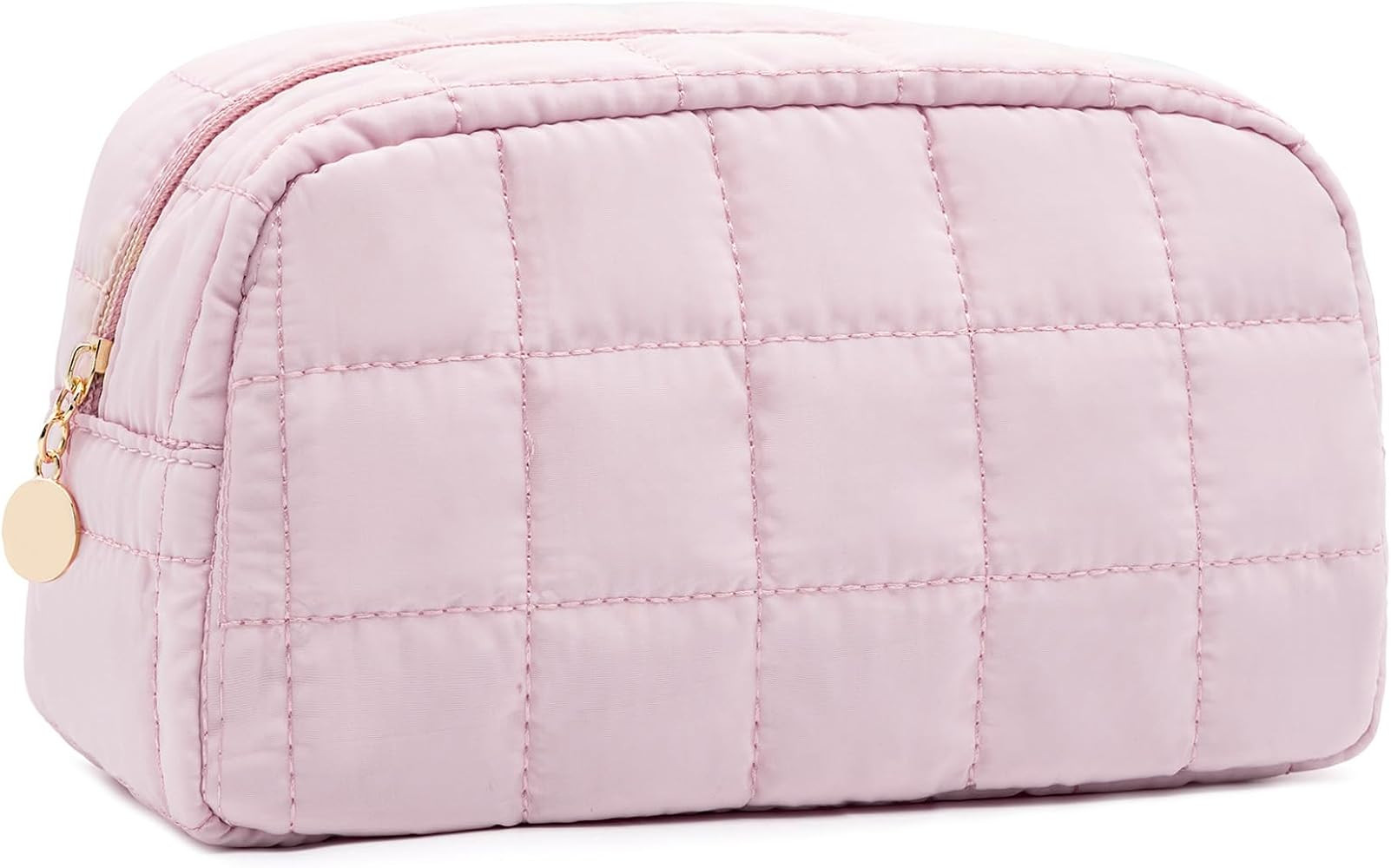 Makeup Bag, Quilted Puffy Travel Toiletry Bag with Compartments, Wide-Open Cosmetic Bag for Women... | Amazon (US)