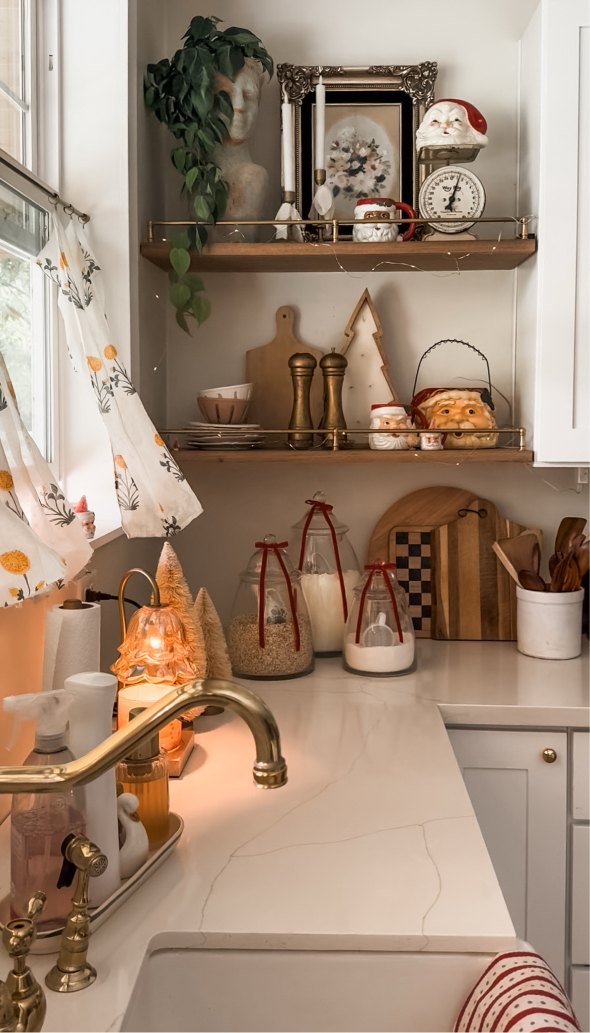 Rainy-day magic meets Christmas cozy. Simple decor, warm light from my fav adjustable candle warmer and vintage finds. 🎅🎄💫

#LTKSeasonal #LTKHoliday #LTKHome