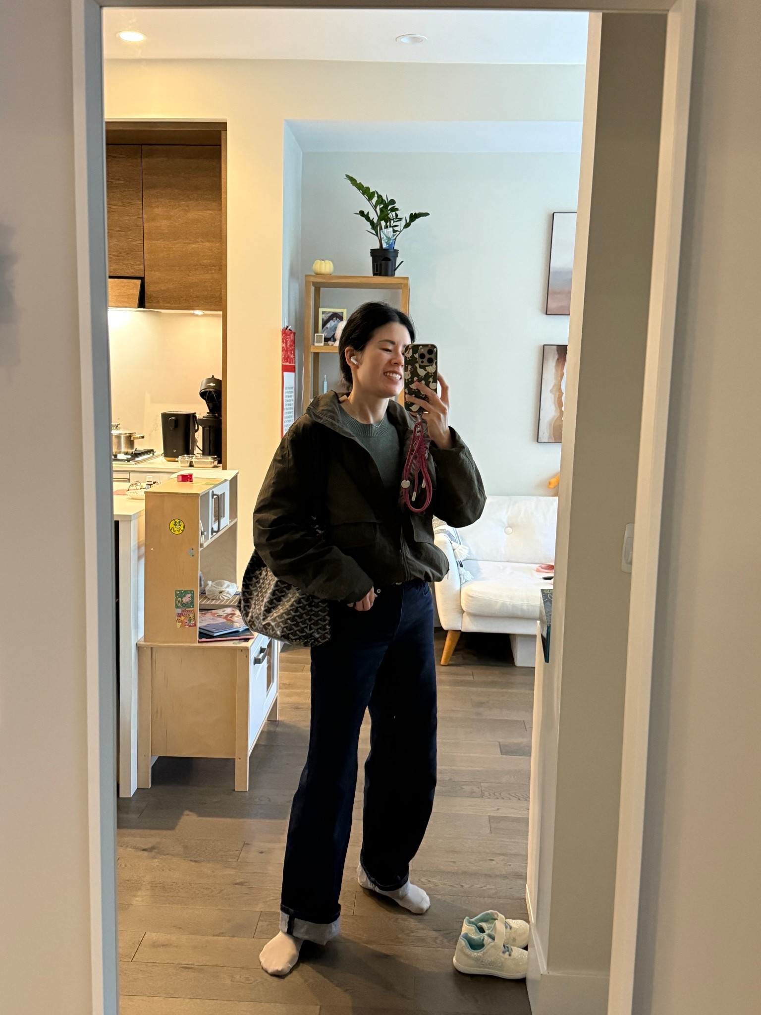 Lululemon effortless jacket: sized up to size 6. Can do a size 4
Everlane jeans: so so so comfortable. Tts 
Casetify strap

#LTKpetite #LTKcanada