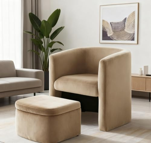 Mid-Century Velvet Living Room Chair with Storage Ottoman, Space-Saving Accent Chairs for Bedroom... | Amazon (US)