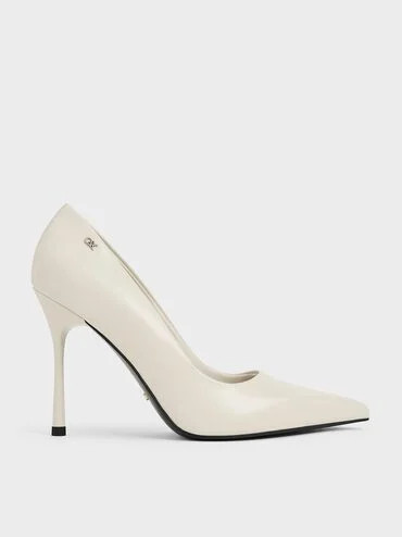 Chalk Kyra Leather Pointed-Toe Pumps | CHARLES & KEITH | Charles & Keith CA