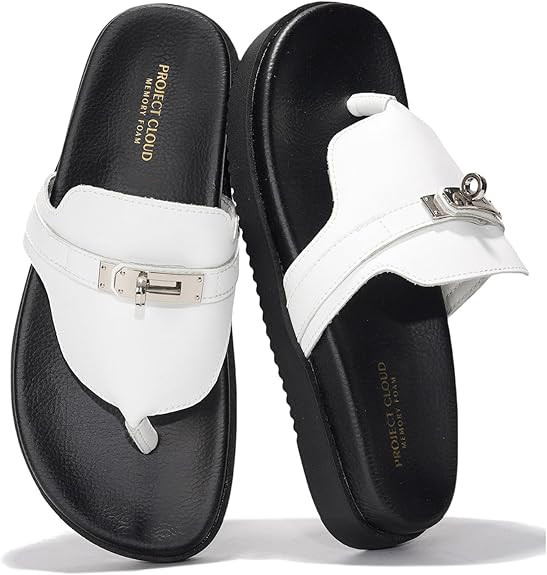 Project Cloud Genuine Leather Womens Sandals - Memory Foam Summer Sandals for Women 2025 - Slip o... | Amazon (US)