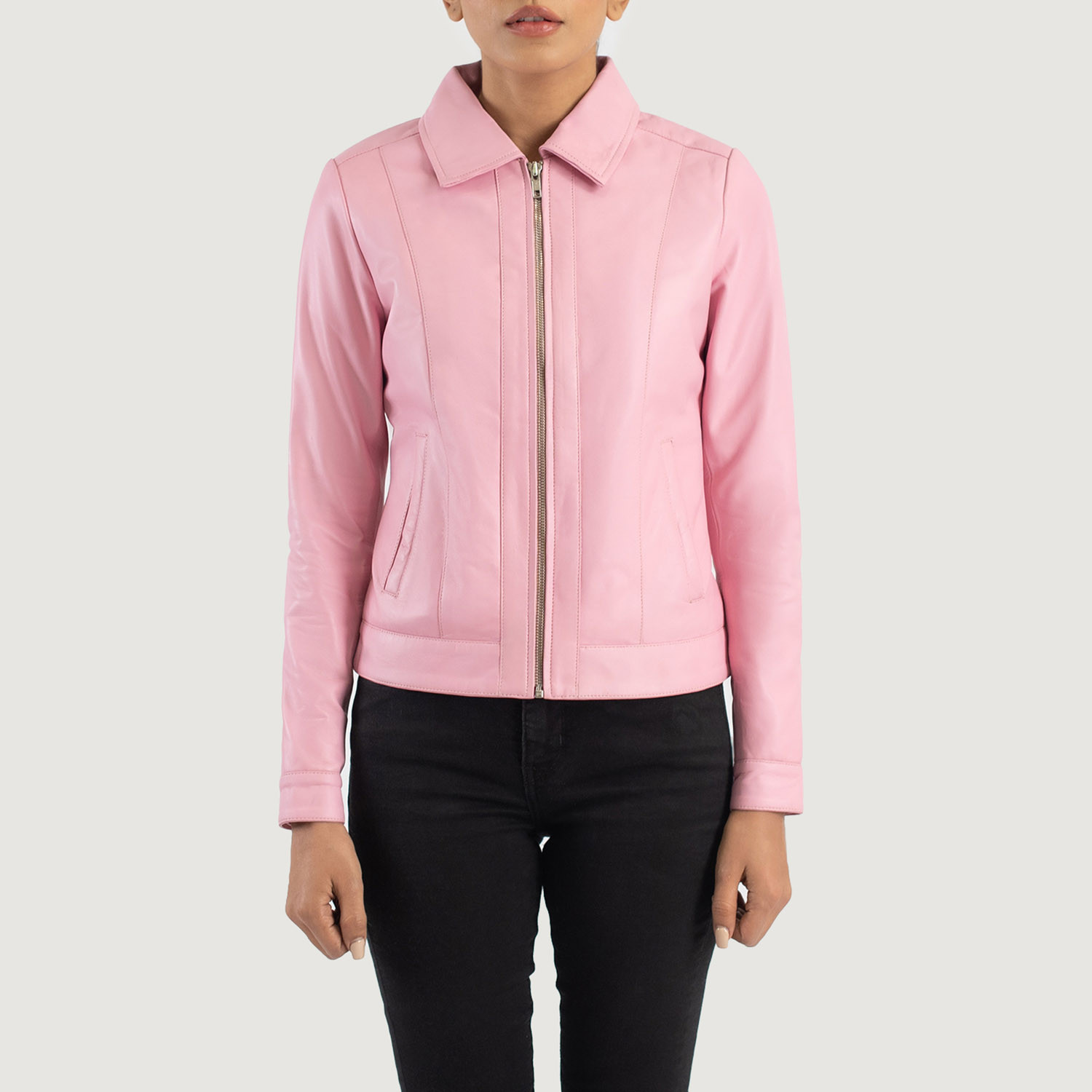 Vixen Pink Classic Collar Leather Jacket | The Jacket Maker