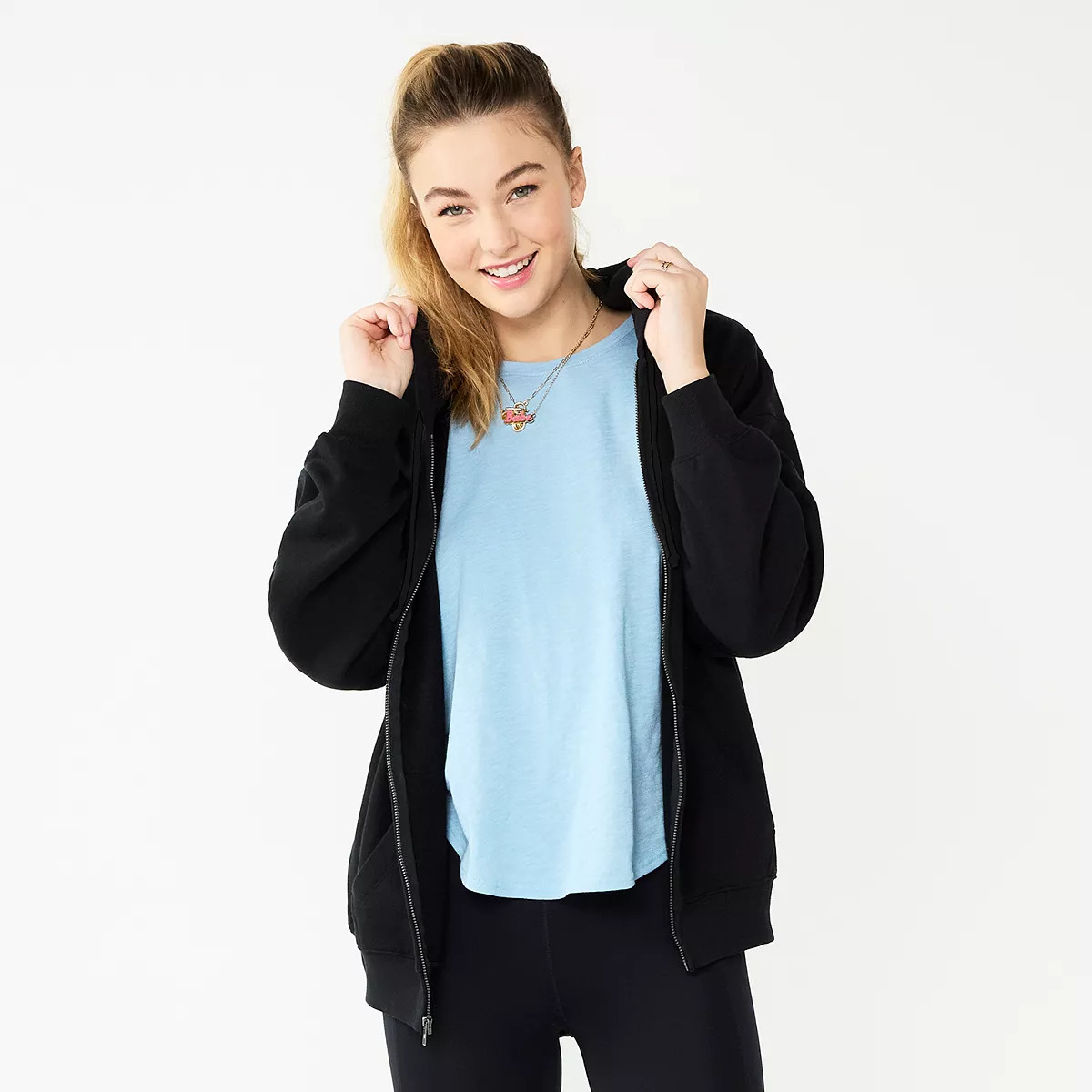 Juniors' SO® Oversized Zip-Up Hoodie | Kohl's
