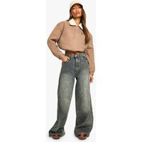 boohoo Women's The Wide Leg Jean in Vintage Blue | Size: 10/32L | Boohoo.com (UK & IE)