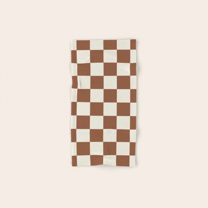 Checkered (Brown Cream) Hand & Bath Towel | Society6