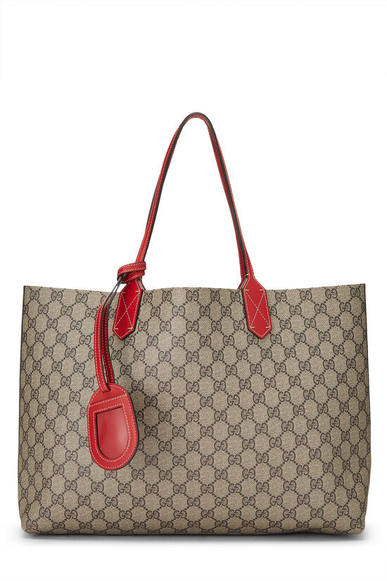 Gucci Red & Original GG Supreme Canvas Reversible Tote QFBEVV0LRB021 | WGACA | What Goes Around Comes Around