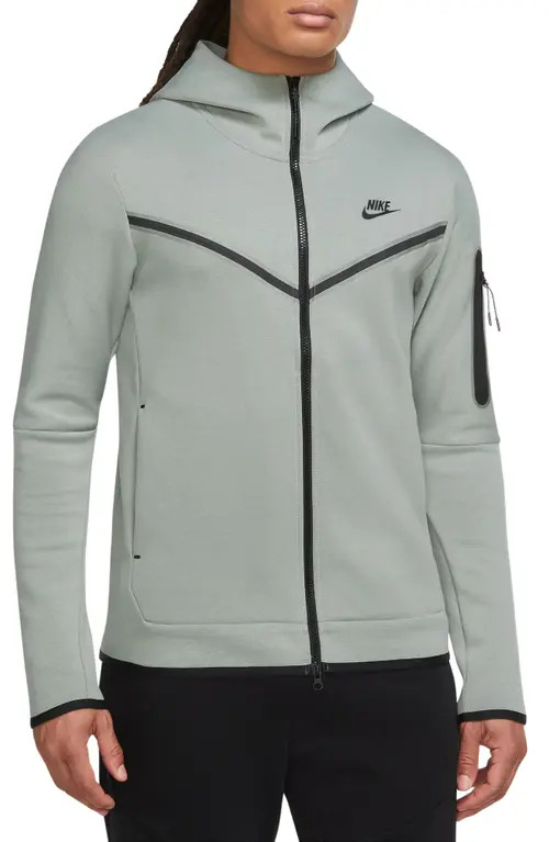 Nike Sportswear Tech Fleece Zip Hoodie in Mica Green/Black at Nordstrom, Size X-Large | Nordstrom