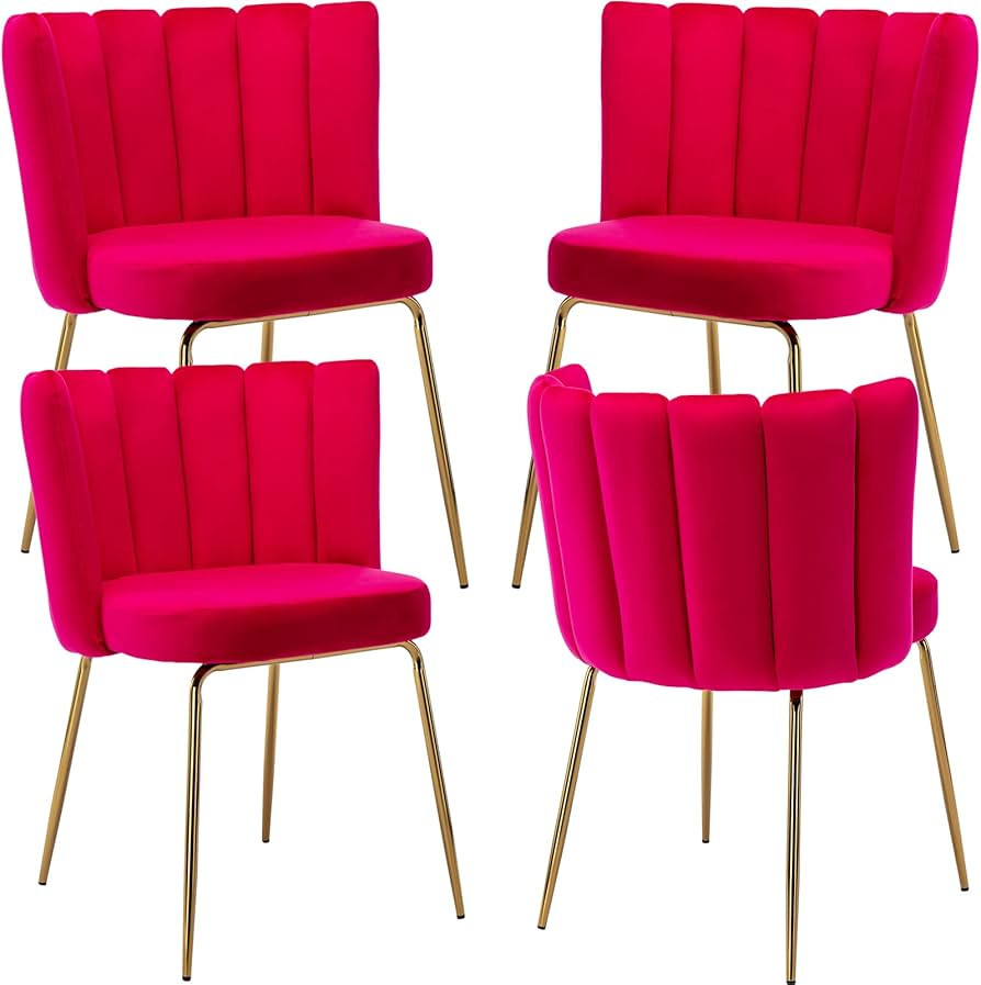 Hyfirm Dining Chairs Set of 4 Modern Velvet Mid-Back Armless Accent Chair, Elegant Upholstered Kitch | Amazon (US)