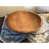 Antique Wood Dough Bowl Baking Essential, Farmhouse, Cabin, Rustic Kitchen, Table Centerpiece, Fruit Bowl, Salad | Etsy (US)