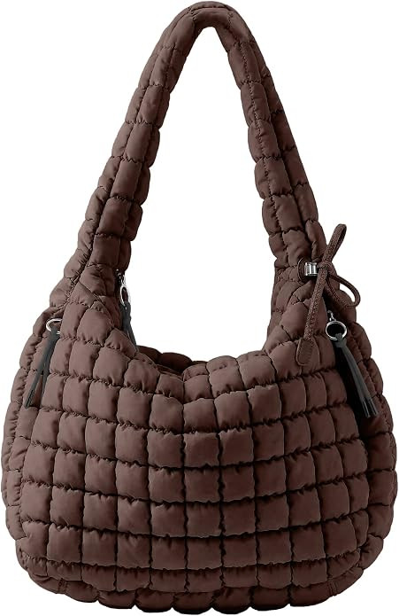 Puffer Quilted Tote Bag for Women Nylon Crossbody Bags Puffy Purse Hobo Large Shoulder Bag Trendy | Amazon (US)