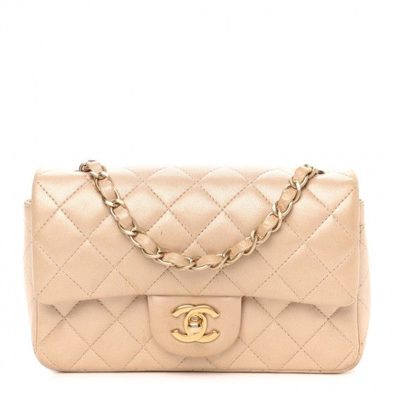 CHANEL

Metallic Lambskin Quilted Mini Rectangular Flap Beige | Fashionphile