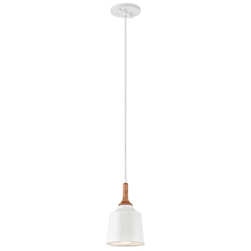 Evelyn 1 - Light Single Bell Pendant with Wood Accents | Wayfair North America