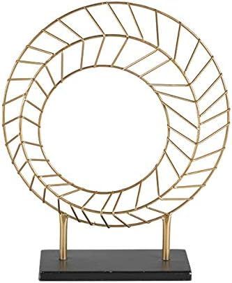 Modern Gold Accent Round Geometric Metal Art Table Top Décor for Home and Office. Great Accent D... | Amazon (US)