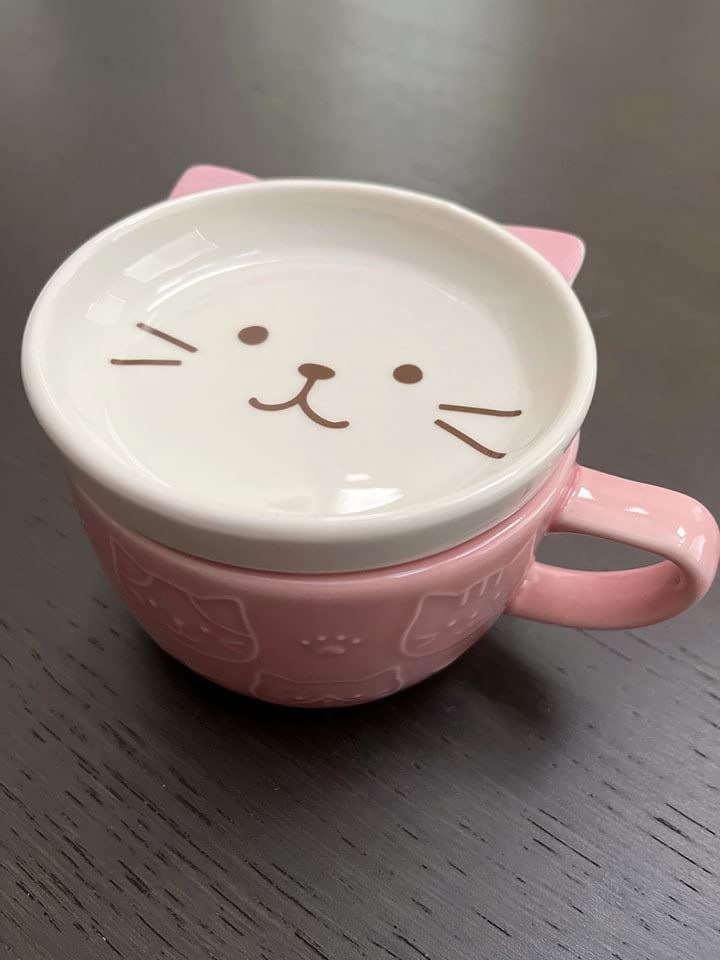 Cute Ceramic Cat Mug with Lid, Kawaii Coffee or Tea Cup for Cat Lovers, Unique Novelty Cat Gift, ... | Amazon (US)