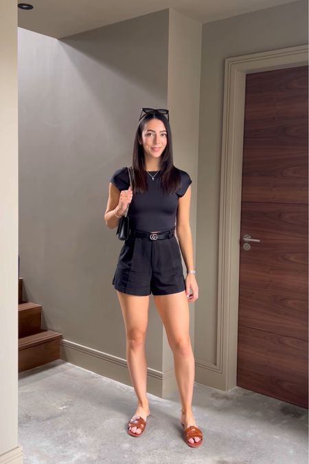 Tailored shorts outfit, all black outfit, transitional style, casual black shorts OOTD, shorts styling, H&M, Mango, Bershka, Gucci, YSL, accessories, summer styling

#LTKSeasonal #LTKstyletip #LTKeurope