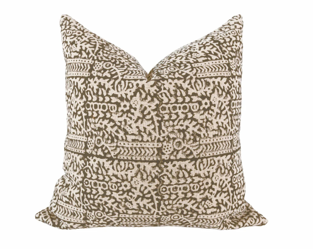 Aztec Block Print Pillow Cover, Tan and Brown Pillow Covers, Tribal Design Pillows, Neutral Pillo... | Etsy (US)