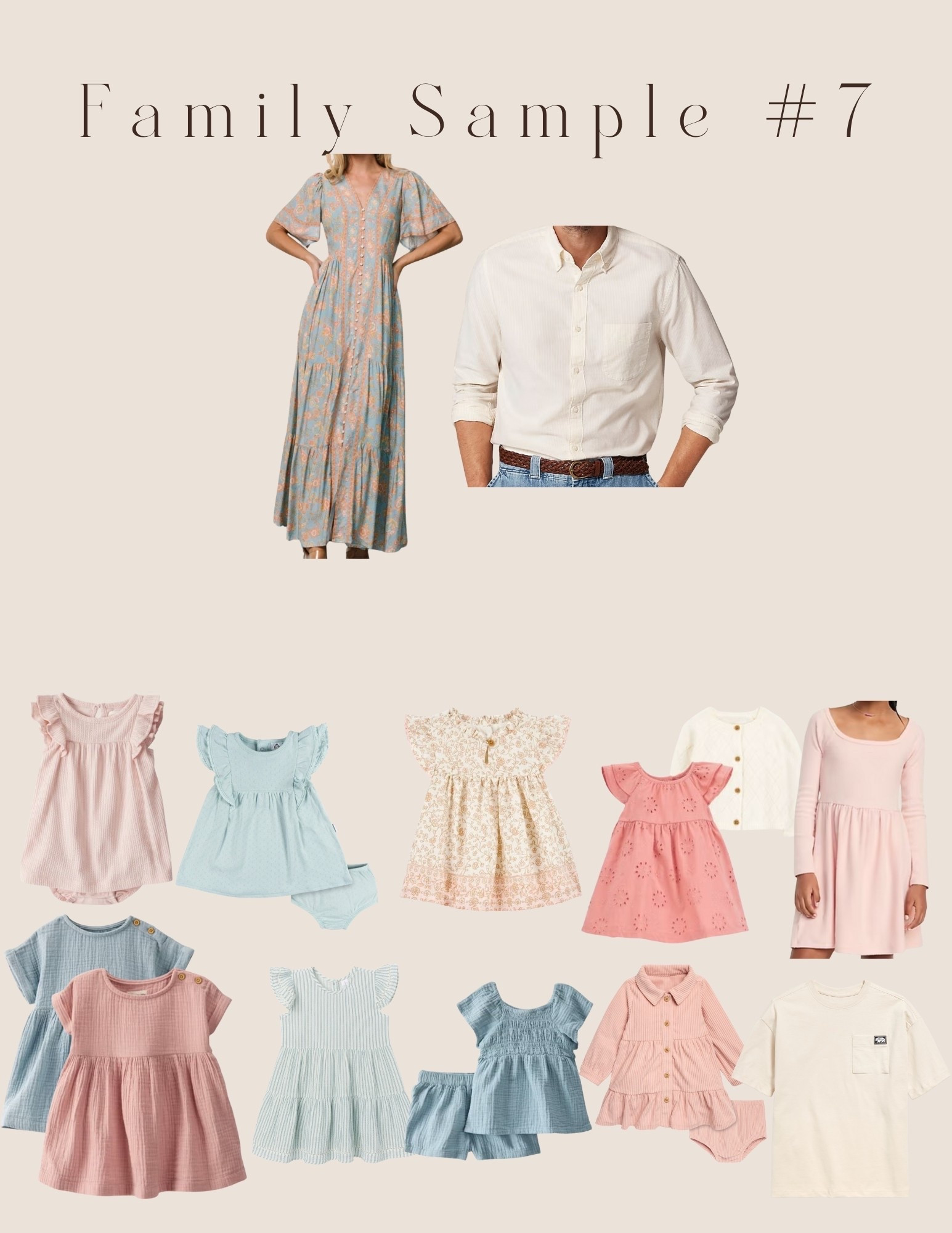 Check out my Spring/Summer sample styling for a blue and pink/peach themed family photo session! Includes outfits for mom, dad, baby girls, toddler girls, and there’s a few neutral boy shirts in there!

As an Asheville, NC Family Photographer, I try to style families in a way that will look cohesive without matching and will photograph beautifully for bright and elegant images!
Explore my work here!
www.rachelmariephotos.com and @rachelmarie.photo

#LTKKids #LTKFamily #LTKBaby