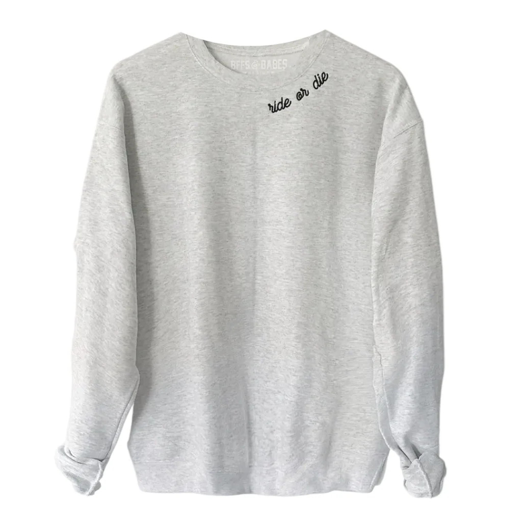 RIDE OR DIE STITCH ♡ adult embroidered sweatshirt | BFFS & BABES