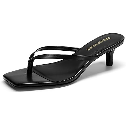 iiimmu Kitten Heels Flip Flops Heeled Thong Sandals for Women Square Open Toe with 2 Inch Low Hee... | Amazon (US)