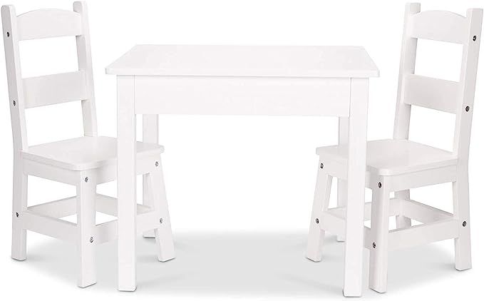 Melissa & Doug Wooden Table & Chairs - White | Amazon (US)