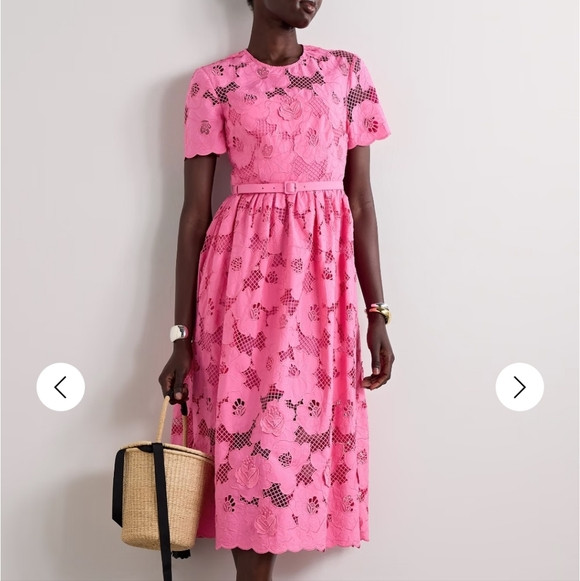 Self-Portrait Vibrant Pink Floral Lace Dress | Poshmark