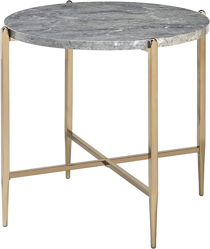 Knocbel Contemporary Round End Table with X-Shaped Metal Base and Faux Marble Top, 26" Dia x 24" ... | Amazon (US)